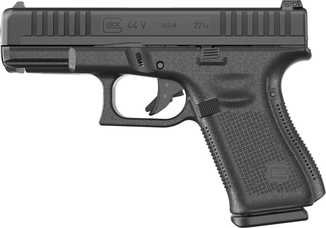 Glock UV4450101 G44 V Compact 22 LR 10+1 4.02" Black GMB Barrel, Matte Black Serrated Slide, Black Polymer Frame w/Accessory Rail, Interchangeable Backstrap Grip