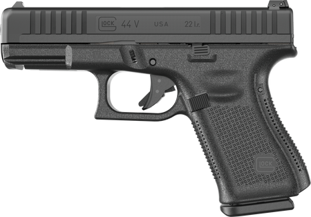 Glock UV4450101 G44 V Compact 22 LR 10+1 4.02" Black GMB Barrel, Matte Black Serrated Slide, Black Polymer Frame w/Accessory Rail, Interchangeable Backstrap Grip