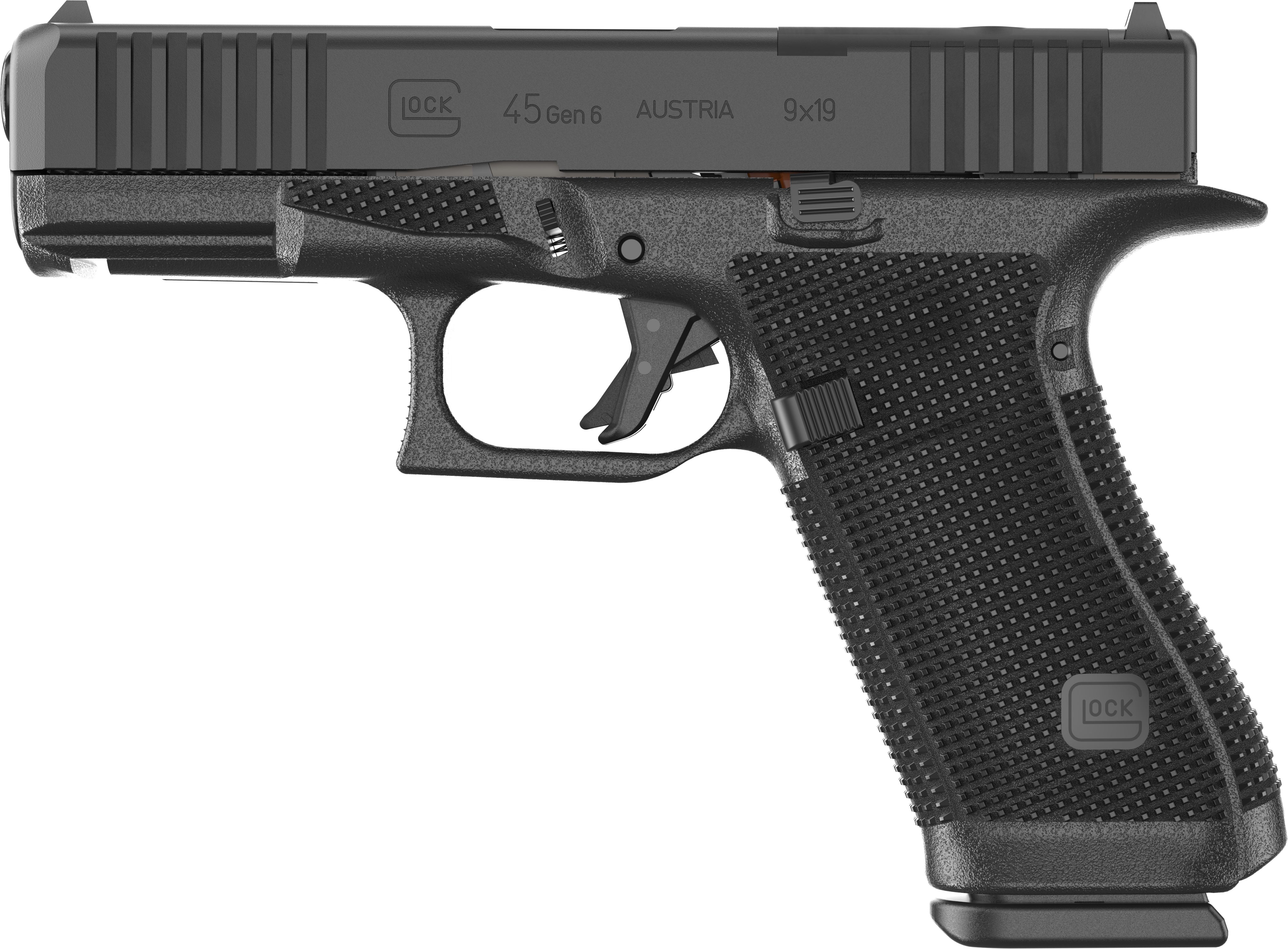 Glock P64550201 G45 Gen6 Crossover Frame 9mm Luger 10+1 4.02" Black GMB Barrel, Black nDLC Steel Optic Ready/Serrated Slide, Black Polymer Frame w/Accessory Rail, Interchangeable Backstrap Grip