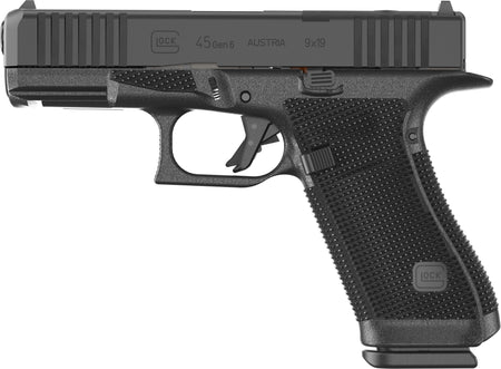 Glock P64550203 G45 Gen6 Crossover Frame 9mm Luger 17+1 4.02" Black GMB Barrel, Black nDLC Steel Optic Ready/Serrated Slide, Black Polymer Frame w/Accessory Rail, Interchangeable Backstrap Grip