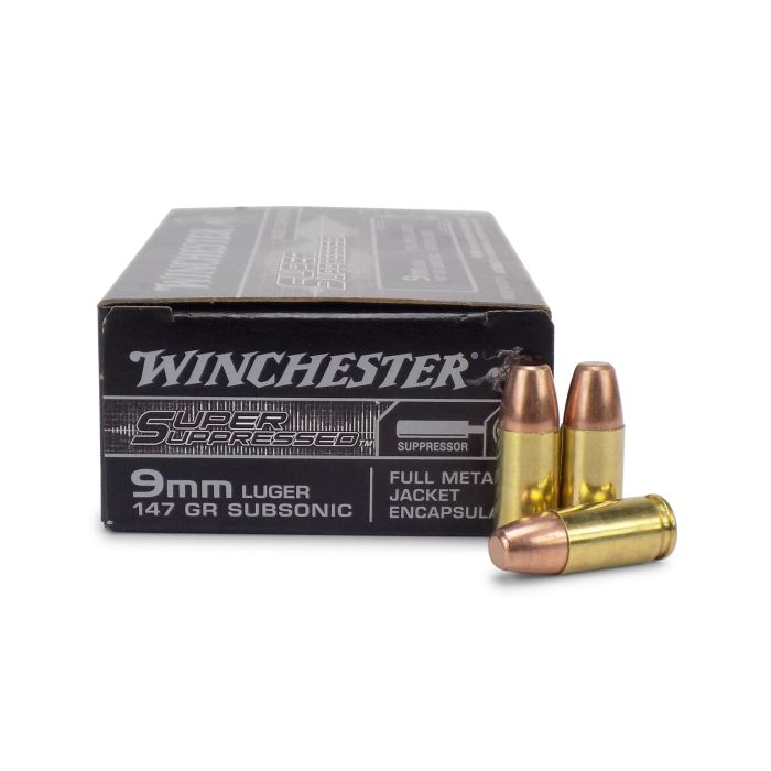 Winchester Super Suppressed Encapsulated Full Metal Jacket 147 Grain 9mm Luger/Parabellum 990 fps 020892224445