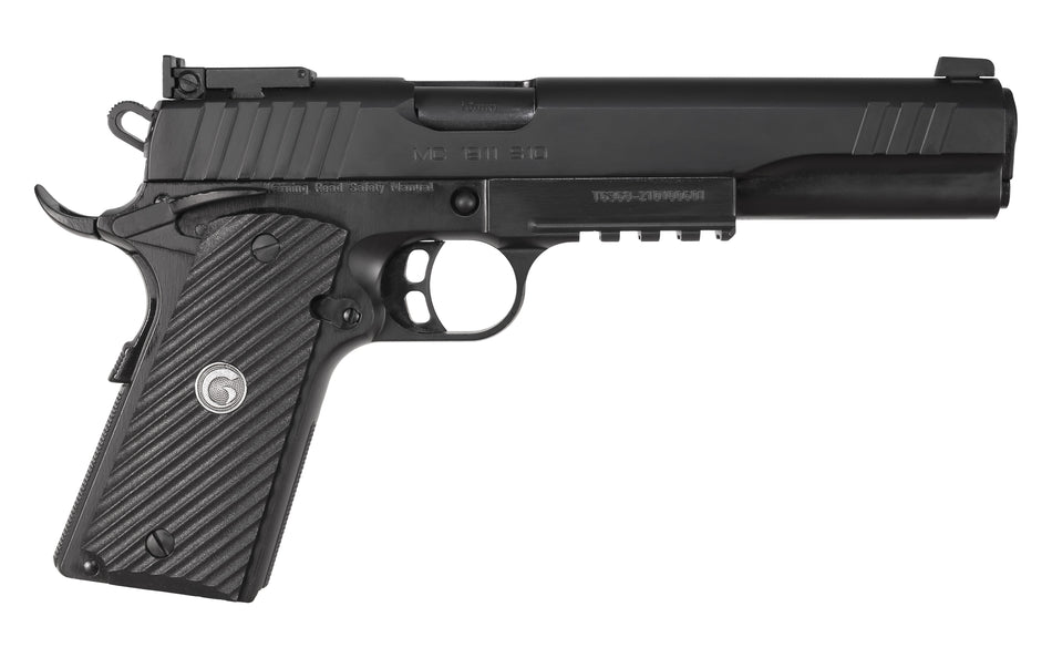 EAA GIRSAN 390600 MC1911S Hunter Full Size 10mm Auto 8+1 6" Black Steel Barrel, Blued Serrated Slide, Matte Black Steel Frame w/Accessory Rail & Beavertail, Black Checkered Polymer Grips Ambidextrous