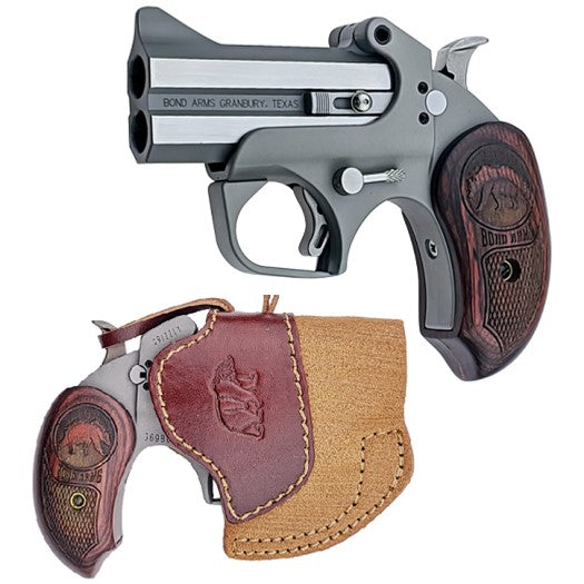 Bond Arms BAGR Grizzly 45 Colt (LC)/410 Gauge 2rd 3" Stainless Steel Double Barrel & Frame, Rebounding Hammer, Blade Front/Fixed Rear Sights, Rosewood Grips, Manual Safety
