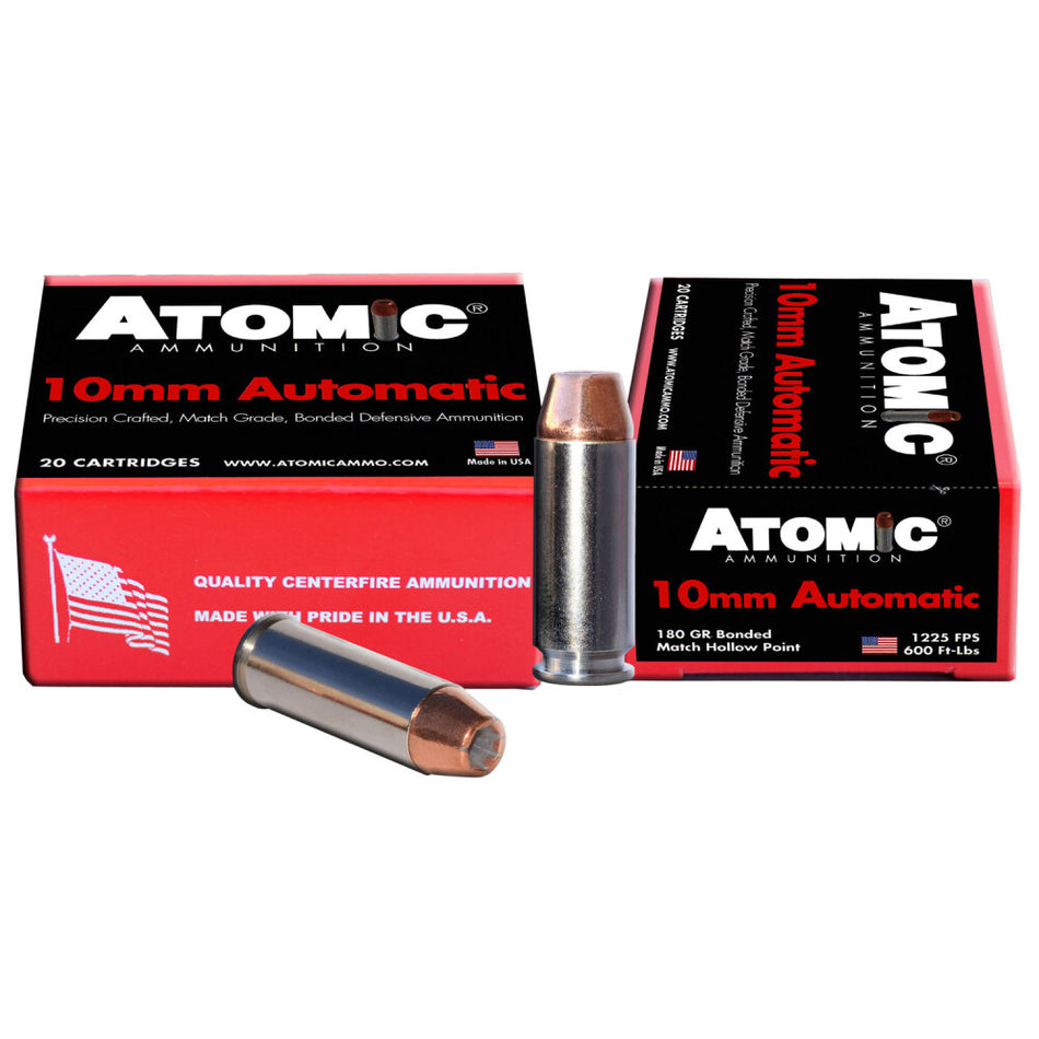 Atomic 10mm Auto Precision Craft 180 grain Bonded Match Hollow Point ammunition