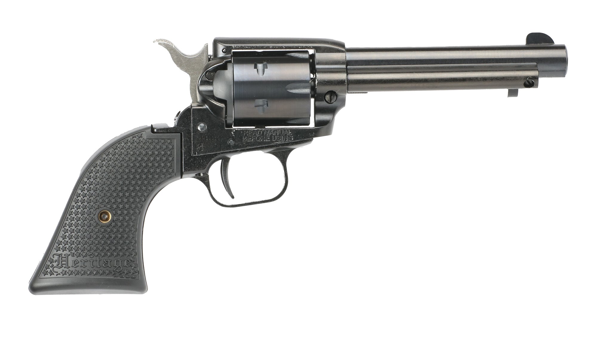 Heritage Mfg RR22B4PG Rough Rider 22 LR 6 Shot, 4.75" Black Steel Barrel, Black Cerakote Zinc Alloy Frame, Black Cerakote Cylinder, Black Polymer Grip, Hammer/Thumb Safety, Exposed Hammer