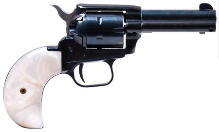 Heritage Mfg RR22MB3BHPRL Rough Rider 22 LR 22 WMR 6 Shot, 3.50" Black Steel Barrel, Black Zinc Alloy Frame, Black Cylinder, White Pearl Birdshead Grip, Hammer/Thumb Safety, Exposed Hammer