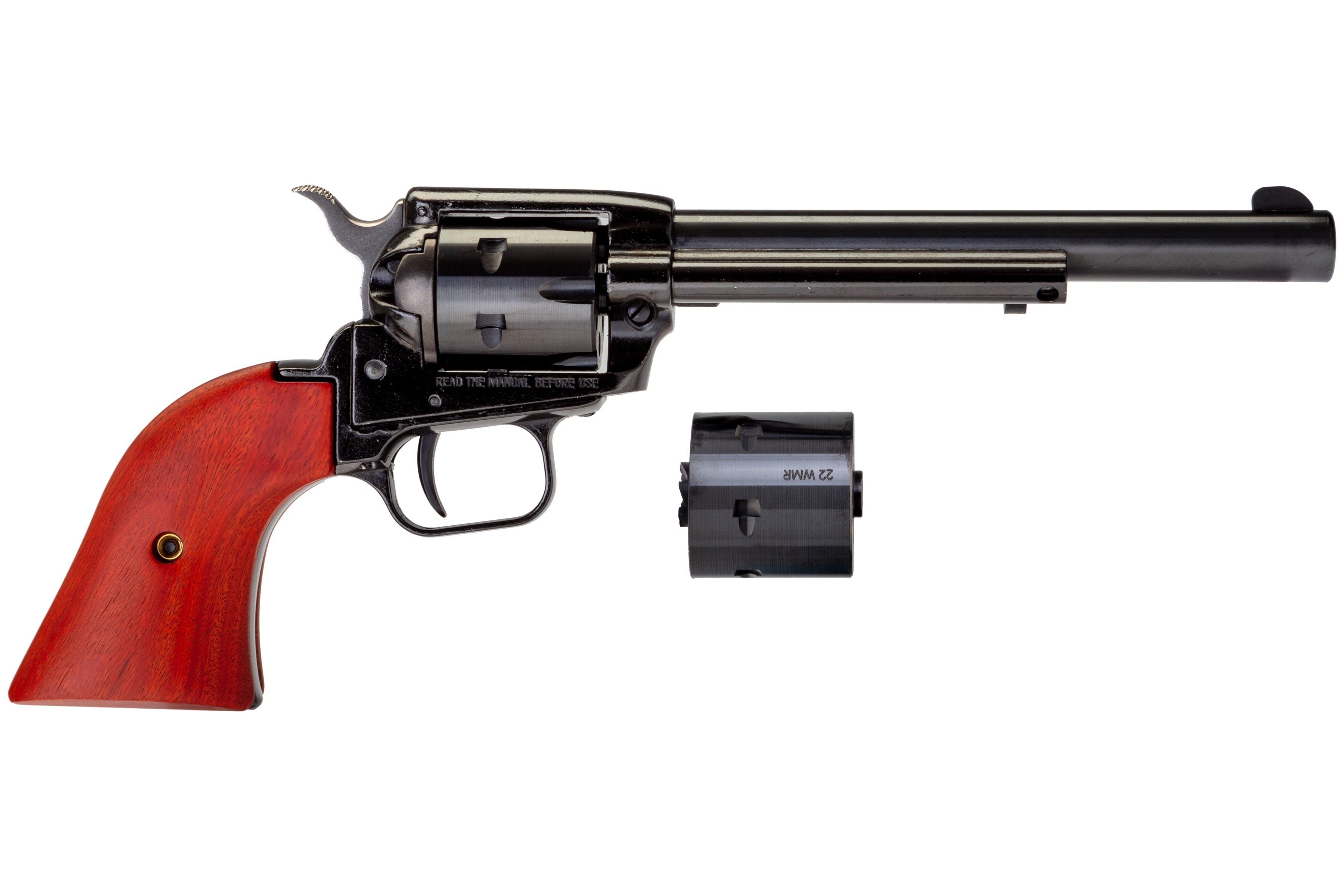 Heritage Mfg RR22MB6 Rough Rider 22 LR 22 WMR 6 Shot, 6.50" Black Steel Barrel, Black Zinc Alloy Frame, Black Cylinder, Cocobolo Grip, Hammer/Thumb Safety, Exposed Hammer
