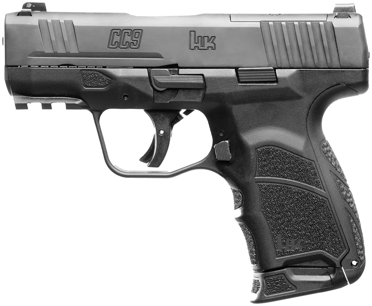 HK 81000551 CC9 Micro Compact 9mm Luger 10+1 3.32" Black Polygonal Rifled Barrel, Optic Ready/Serrated Steel Slide, Polymer Frame w/Picatinny Rail, Black Interchangeable Backstrap Grip, Ambidextrous