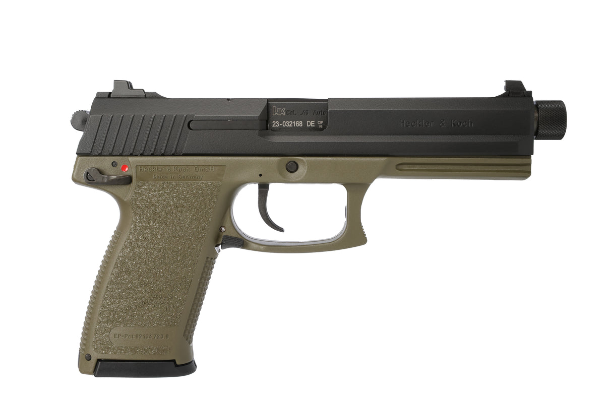 HK 81001075 Mark 23 45 ACP 10+1 5.87" Black Threaded Barrel, Black Cerakote Serrated Steel Slide, OD Green Polymer Frame w/Accessory Rail, Textured Grip