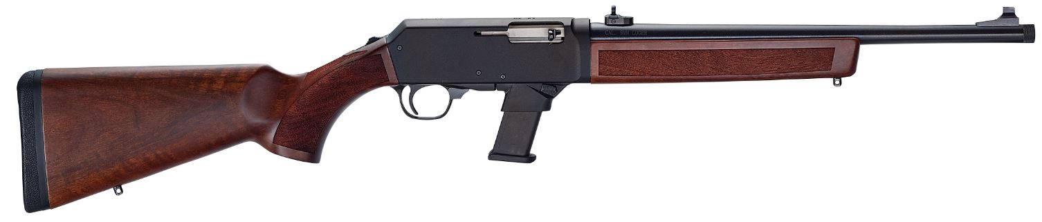 Henry H027H9G Homesteader w/Glock Mag Well Adapter 9mm Luger 10+1 16.37" Blued Steel Threaded Barrel, Black Anodized Aluminum Drilled & Tapped Receiver, Fixed American Walnut Wood, Ambidextrous