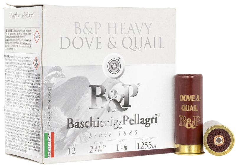 Baschieri and Pellagri 12 Gauge Shotgun Ammo Heavy Hunting Heavy Dove & Quail 2.75 in 1-1/8 oz #8 1255 FPS