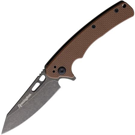 Remington EDC Coping Folder D2 Stone Washed Tan G10 Handle 4in