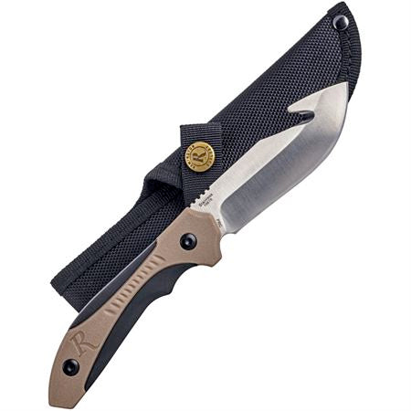 Remington Sportsman Skinner 8 In Fixed Hunting Knife Tan/Black Molded Handle and Sheath