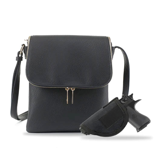 Jessie & James Cheyanne Black Concealed Carry Crossbody Handbag 11H x 9W x 1.5D