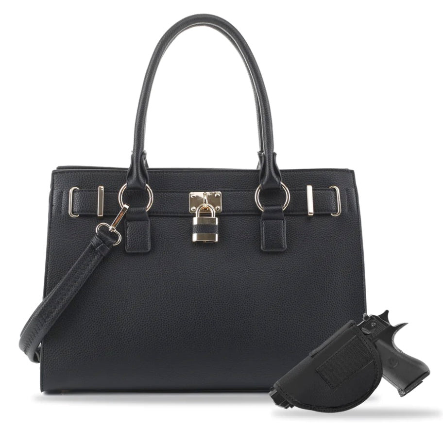 Jessie & James Dina Black Concealed Carry Satchel 10x15x6