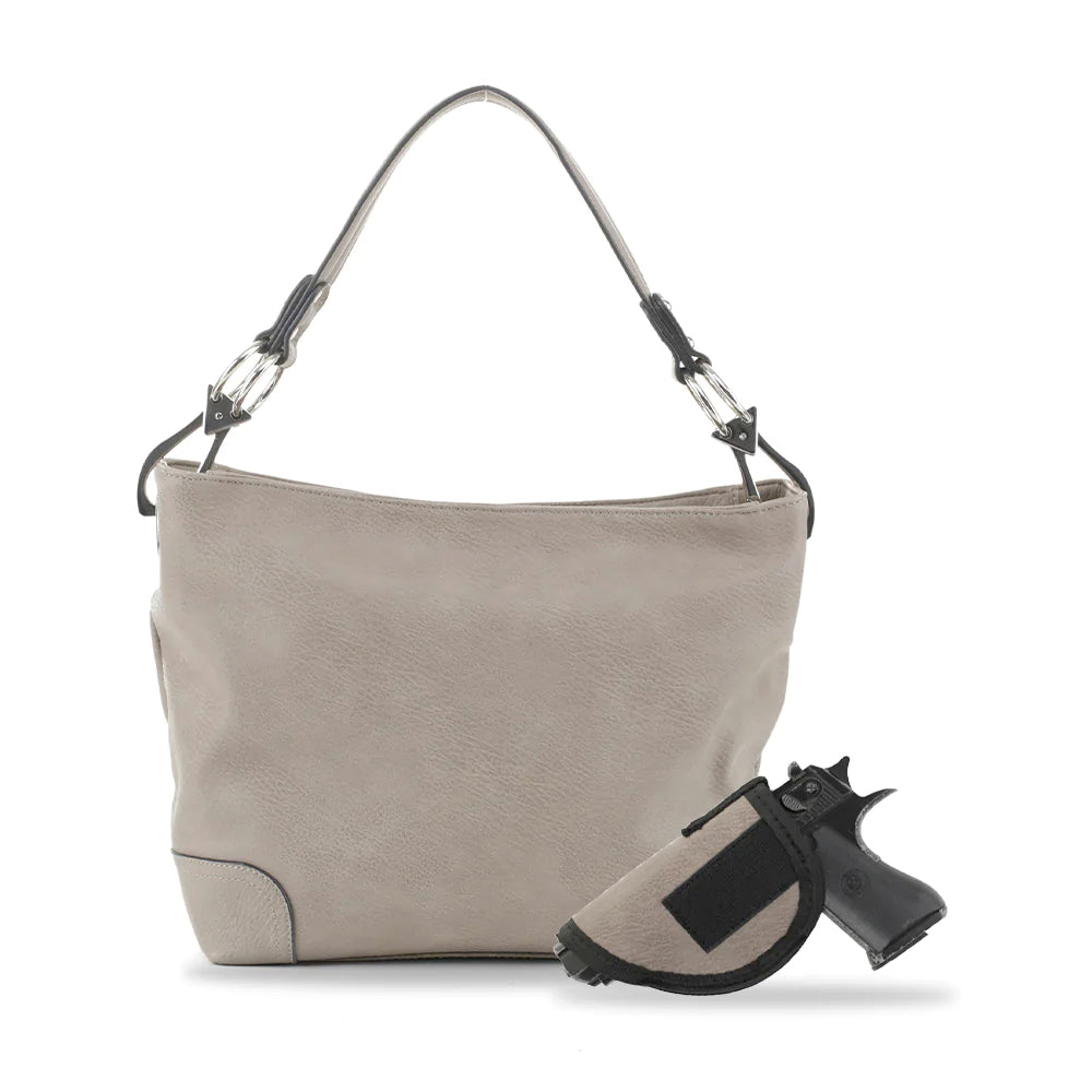 Jessie & James Lydia Grey Hobo CCW Shoulder Bag 9H x 11W x 4D