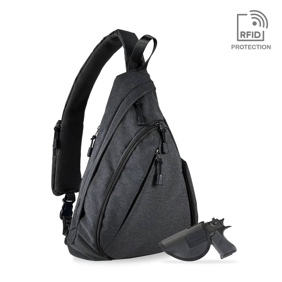 Jessie & James Peyton Black Concealed Carry Sling Backpack 15.5H x 10.5W x 4D