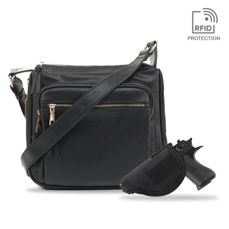 Jessie & James Brooklyn Black Concealed Carry Crossbody Handbag 9.5x10.5x3.5