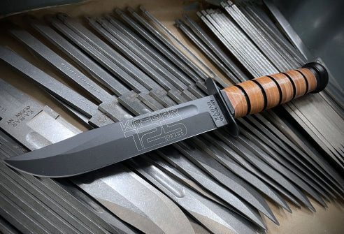 Ka-Bar USMC 125th Anniversary Knife 7" Clip Point 11.87 OAL Leather Sheath