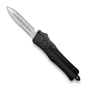 CoBRATec Small Black Dagger Automatic OTF Knife 1-Side Serrated