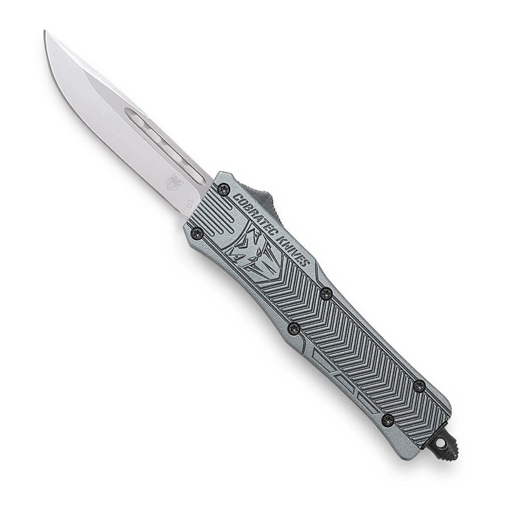 CoBRATec Small Gray Drop Automatic OTF Knife Non-Serrated