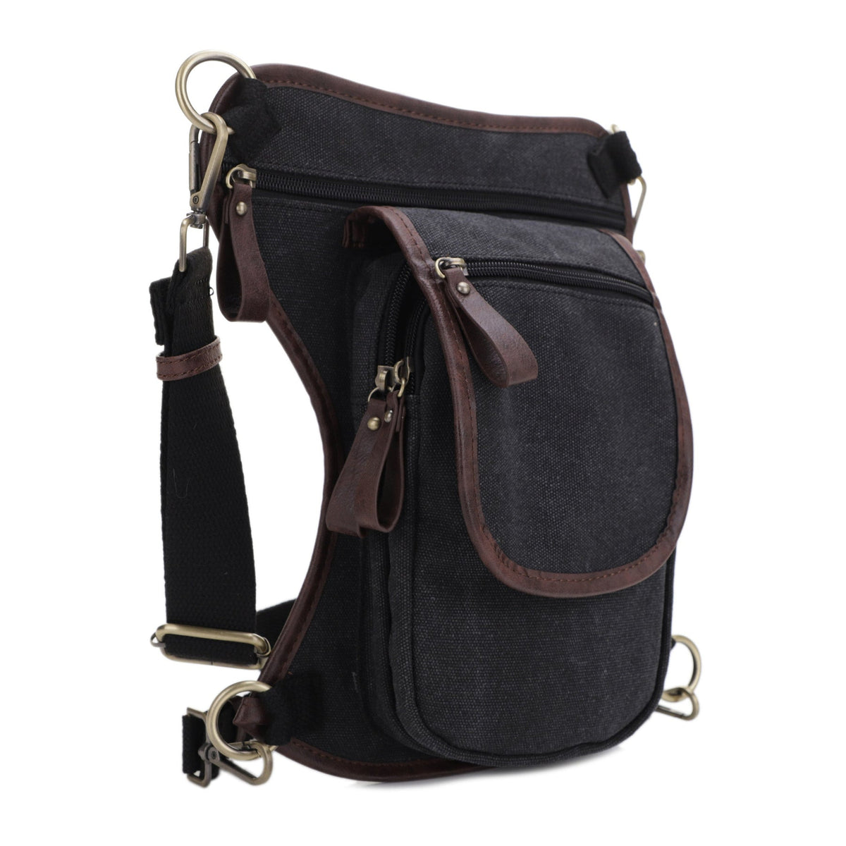 Jessie & James Cougar Black Canvas Concealed Carry Waist/Leg Bag 11.5x10x2.5