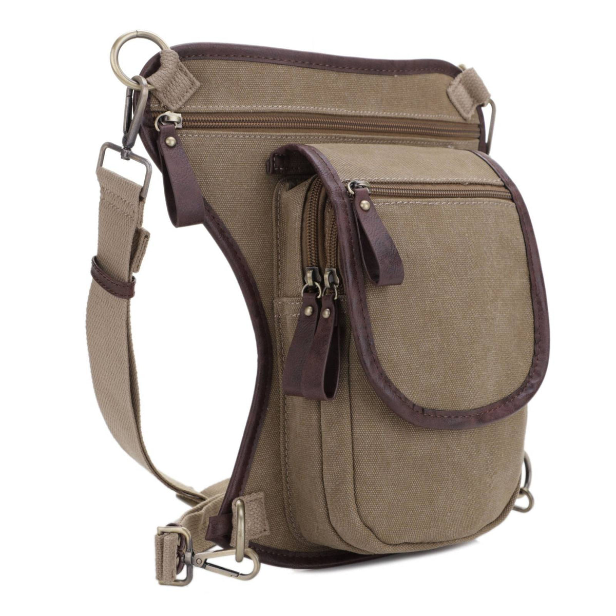Jessie & James Cougar Khaki Canvas Concealed Carry Waist/Leg Bag 11.5x10x2.5
