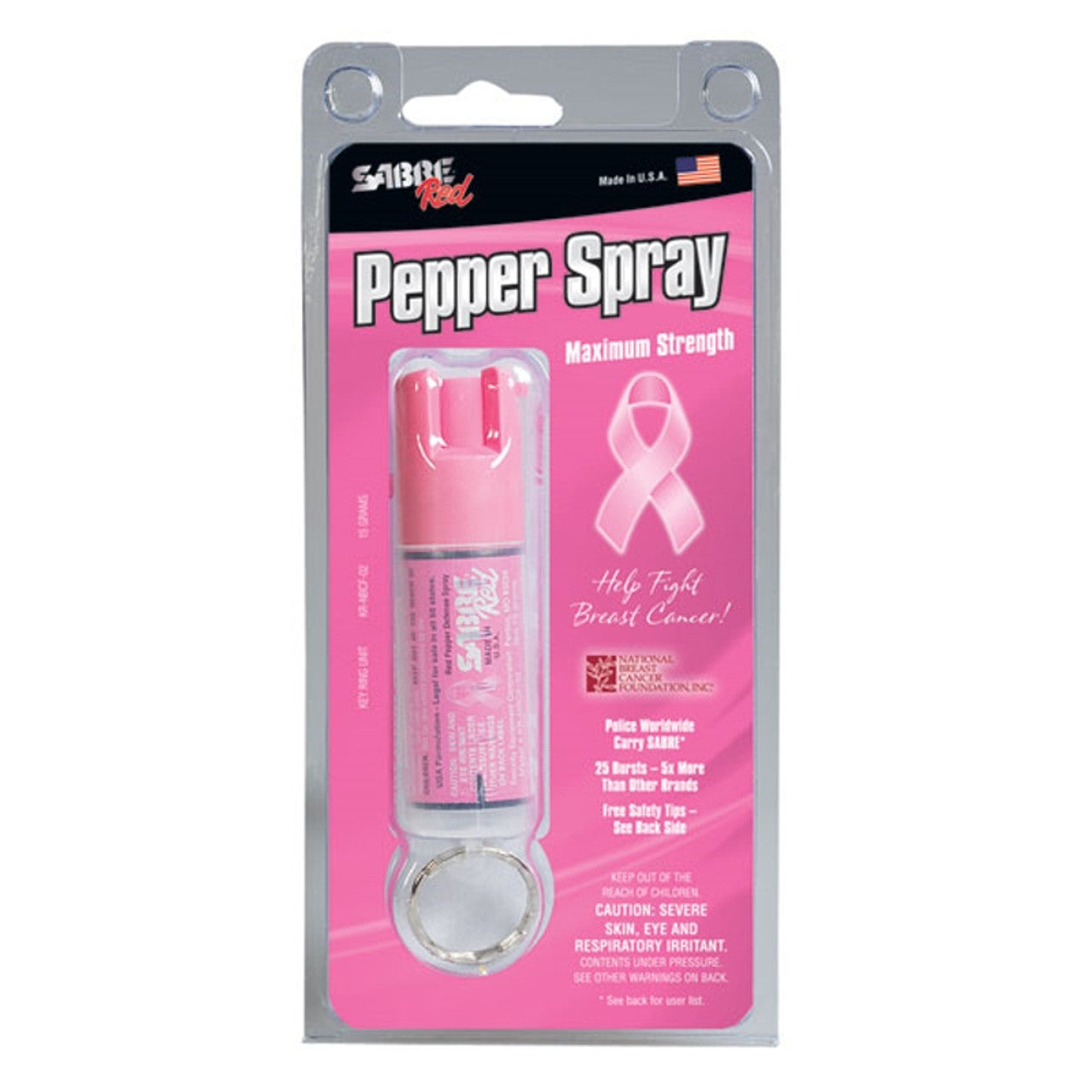 Sabre Red NBCF Pink Key Ring Pepper Spray w/UV Dye .54 oz