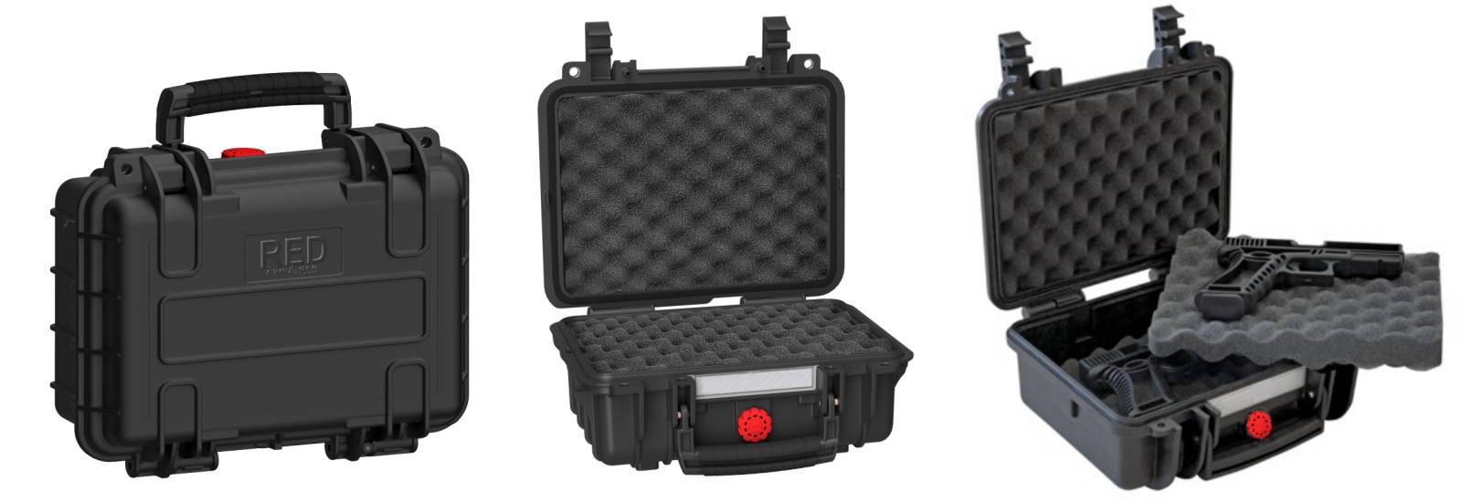 Explorer Red Double Pistol Hard Case Black Two Foam Trays 11.81"x8.27"