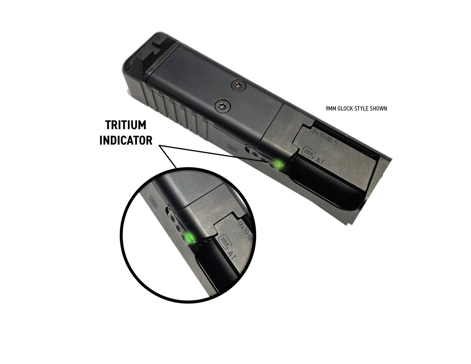 ATI Tritium Loaded Chamber Indicator & Extractor – Glock Gen 3-5 9mm Models 17/19/26/34/45