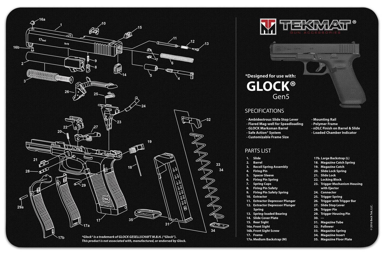 Glock Generation 5 Bench Mat for Cleaning and Maintenance