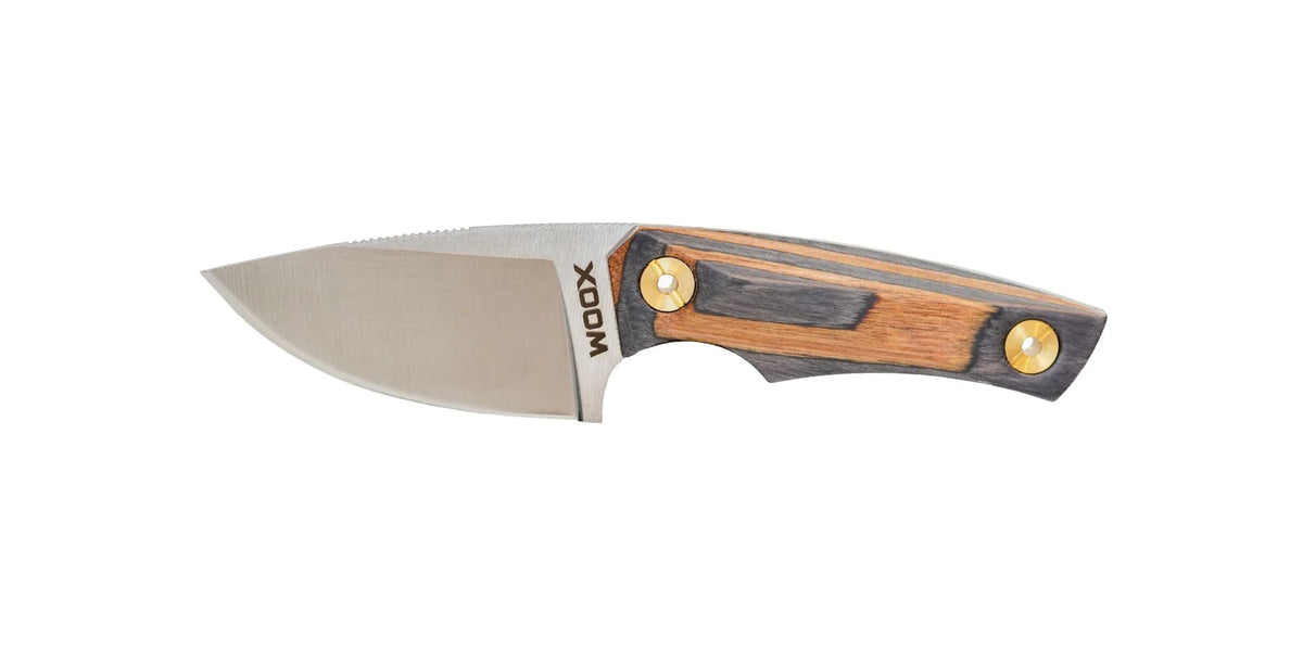 WOOX Bad Boy Fixed Blade Drop Point Knife Tiger Wood Scales