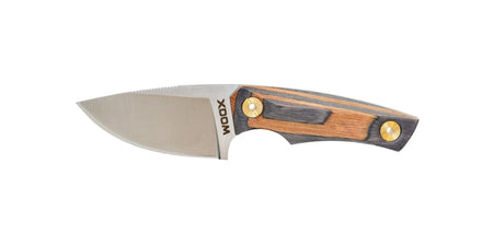 WOOX Bad Boy Fixed Blade Drop Point Knife Tiger Wood Scales