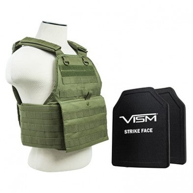 NcStar Hard PE Ballistic Panel Plate Carrier Vest OD Green Shooter Cut 10x12 Inch (2-Pack Panels)