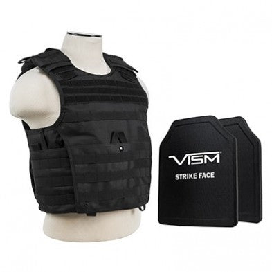 NcStar Expert Plate Carrier Black Medium to 2XL Including 2 Hard PE Ballistic Panels