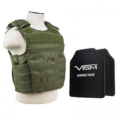 NcStar Expert Plate Carrier OD Green Medium to 2XL Including 2 Hard PE Ballistic Panels