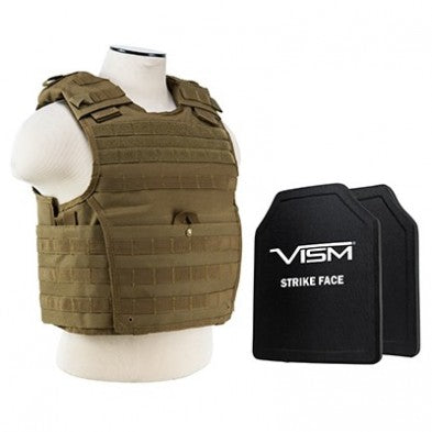 NcStar Medium Tan K9 Tactical Vest 2 Handle MOLLE Loop Velcro