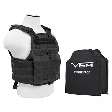 NcStar Plate Carrier Black Vest Including 2 Soft Ballistic Panels 10"x12"