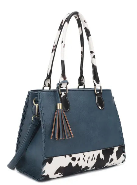 Jessie & James Montana Concealed Carry Handbag Lock & Key - Teal/Cow