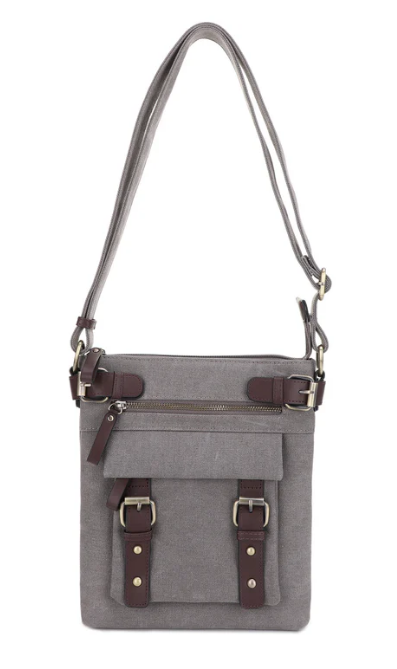 Jessie & James Bailey Concealed Carry Canvas Crossbody Bag in Gray