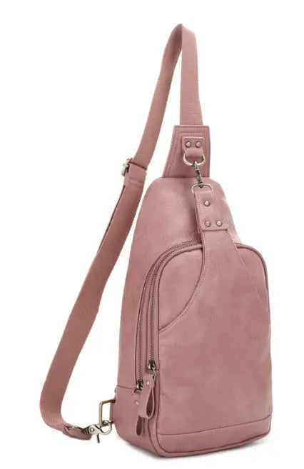 Jessie & James Brooke Concealed Carry Canvas Sling Bag in Mauve 15x8x3.5