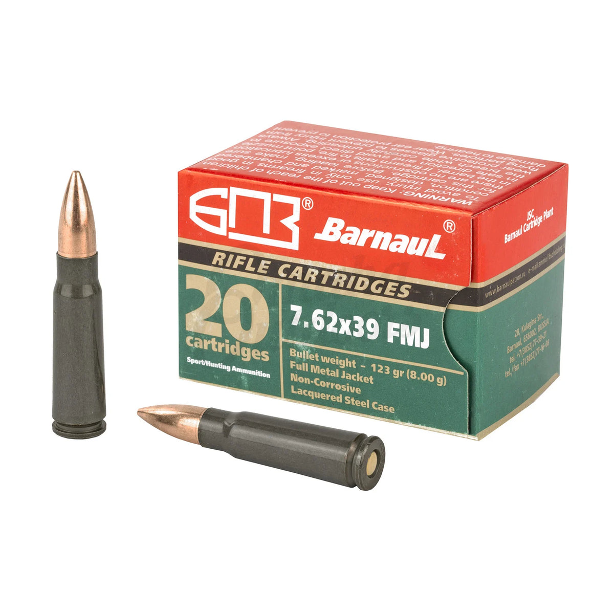 Barnaul 7.62x39mm  123 grain Full Metal Jacket ammunition