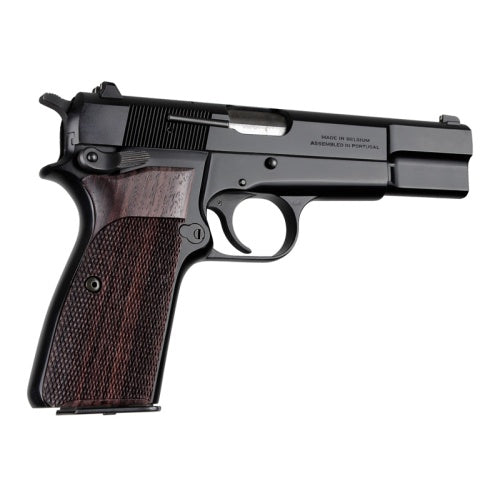Hogue Checkered Rosewood Grips for Browning Hi-Power