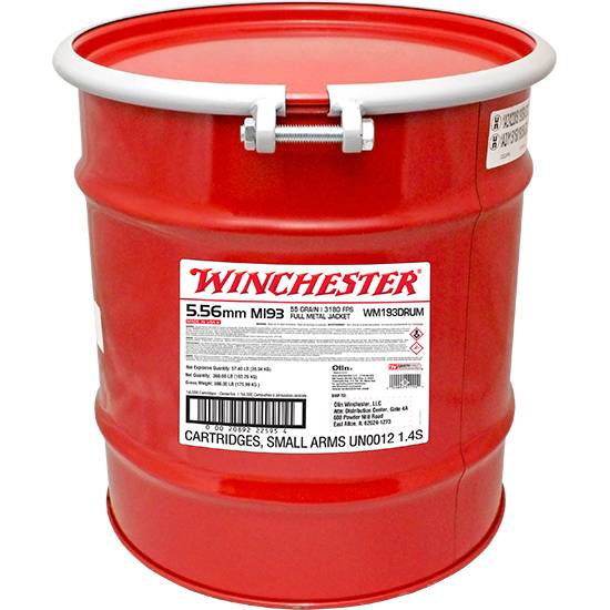 Winchester 5.56x45mm NATO Lake City USA 62 grain Full Metal Jacket ammunition