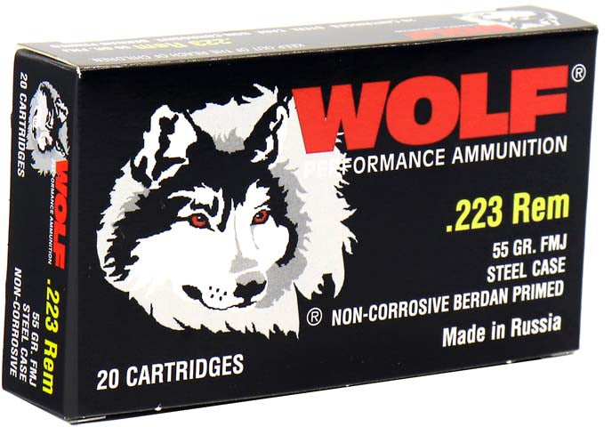 Wolf .223 Remington Performance 55 grain Full Metal Jacket ammunition