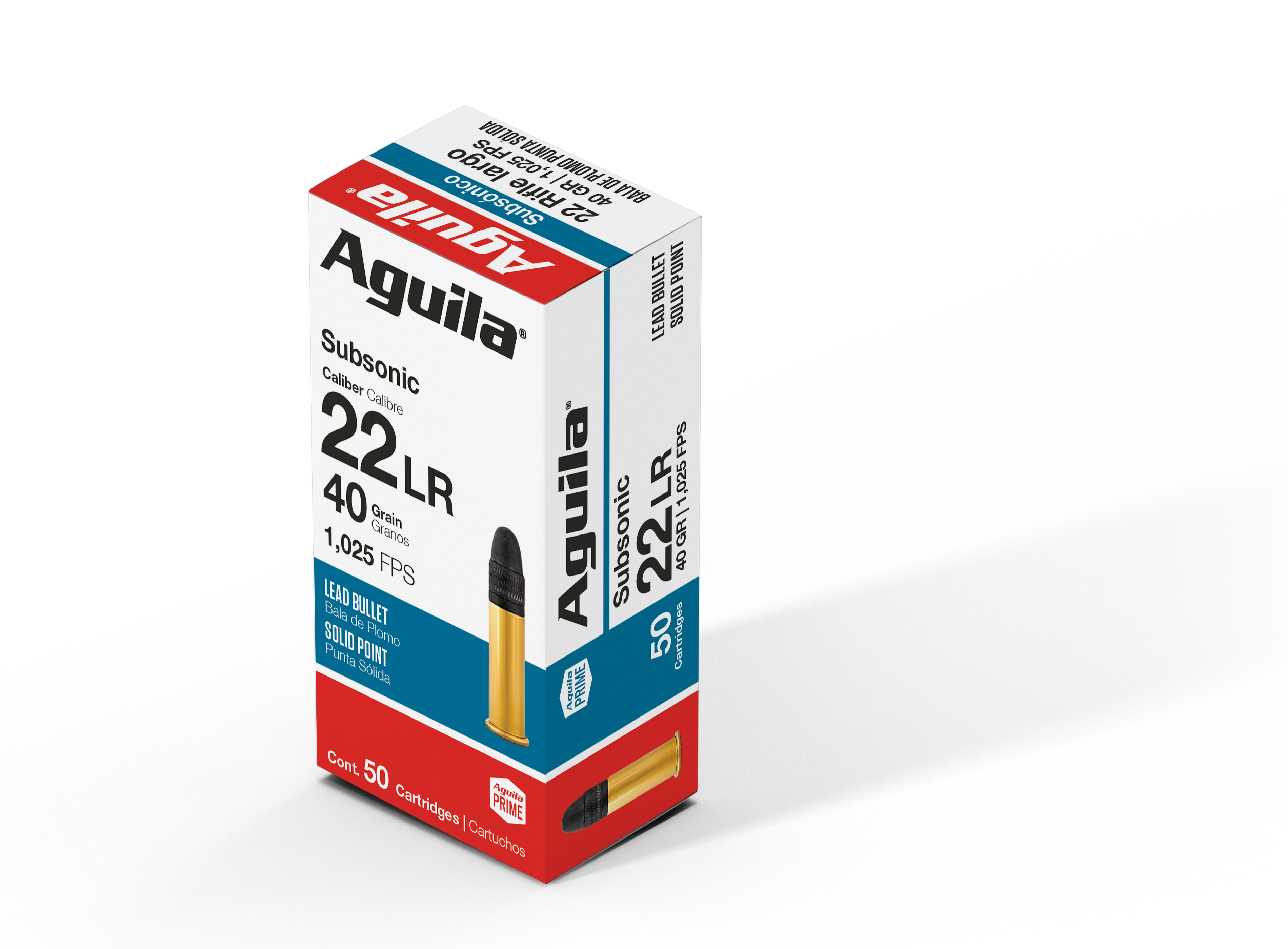 Aguila Subsonic Lead Solid Point 40 Grain .22 Long Rifle 1025 fps 640420001098
