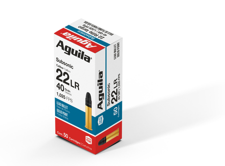Aguila Subsonic Lead Solid Point 40 Grain .22 Long Rifle 1025 fps 640420001098