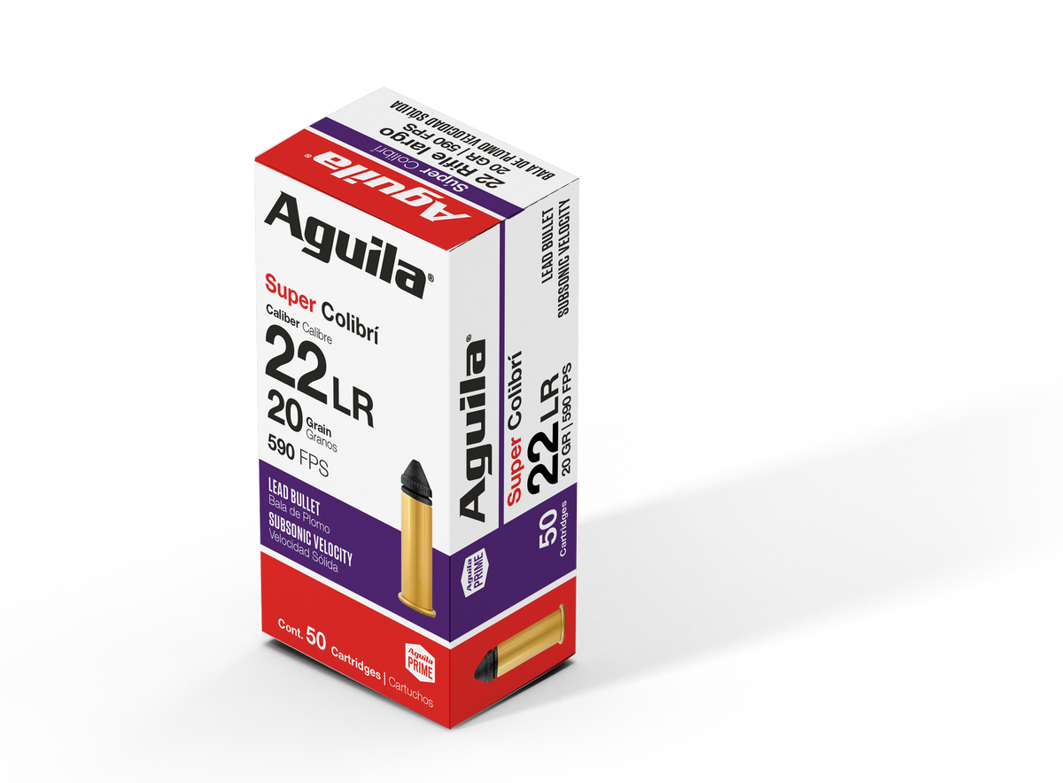 Aguila .22 Long Rifle Super Colibri 20 grain Subsonic Lead Round Nose ammunition