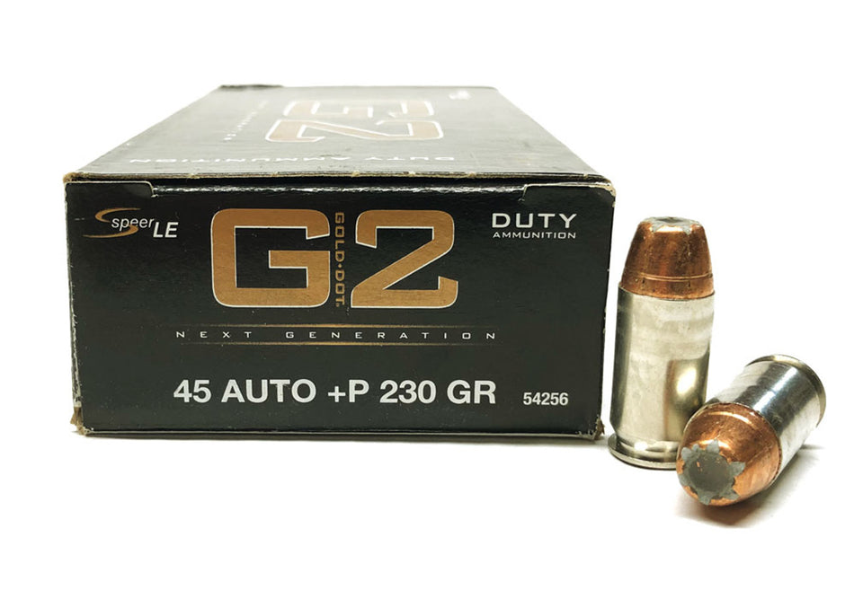 Speer .45 ACP/Auto Gold Dot G2 Duty +P 230 grain Jacketed Hollow Point ammunition