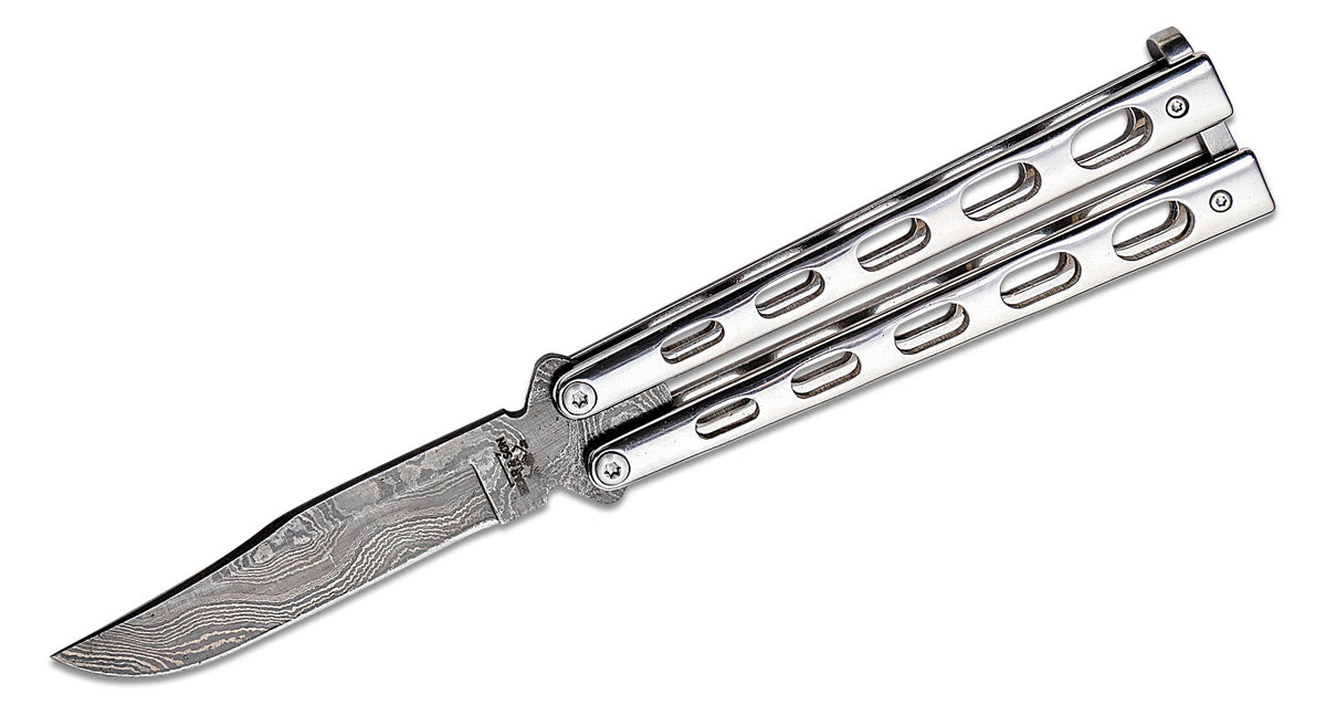 Bear & Sons Damascus Balisong Butterfly Knife 5" STS